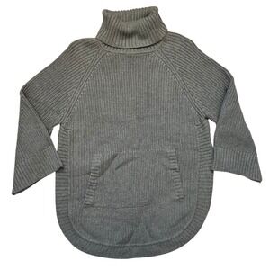 UGG Women's Gray Knit Turtleneck Sweater Size Small 100% Cotton Kangaroo Pocket‎